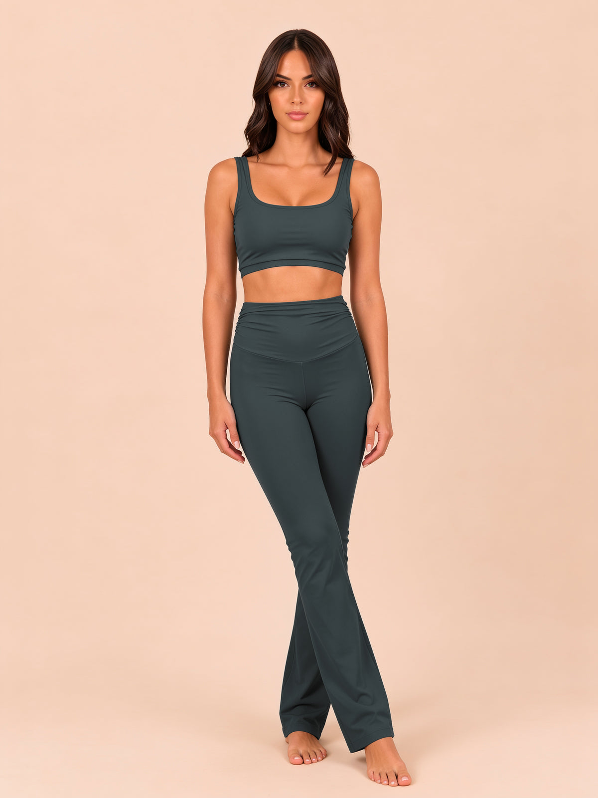 PANT FLARE colore Petrolio, vista frontale